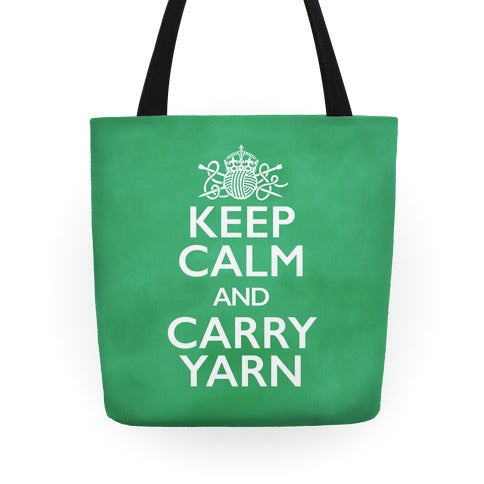 Keep Calm And Carry Yarn (Knitting) Tote Bag